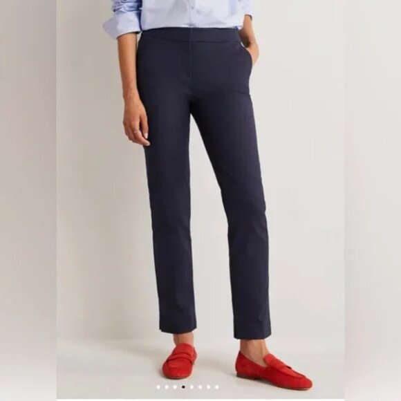 Boden Richmond Ankle Length Pants Size 8 Long Navy Blue Preppy Classic Stretch‎ - Picture 1 of 10